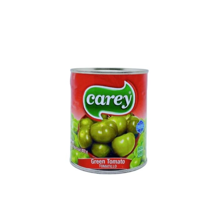 Carey tomatillos. Dåse med grønne tomater