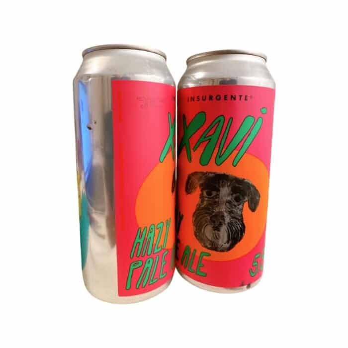 Xavi hazy pale ale. Billede af produktet med to øl stående ved siden af hinanden.