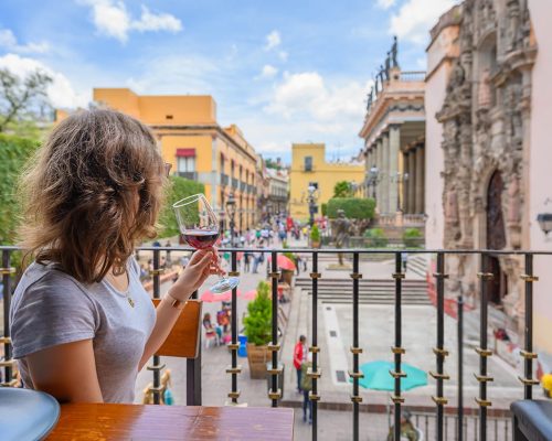 Vin på terrasse i Mexico